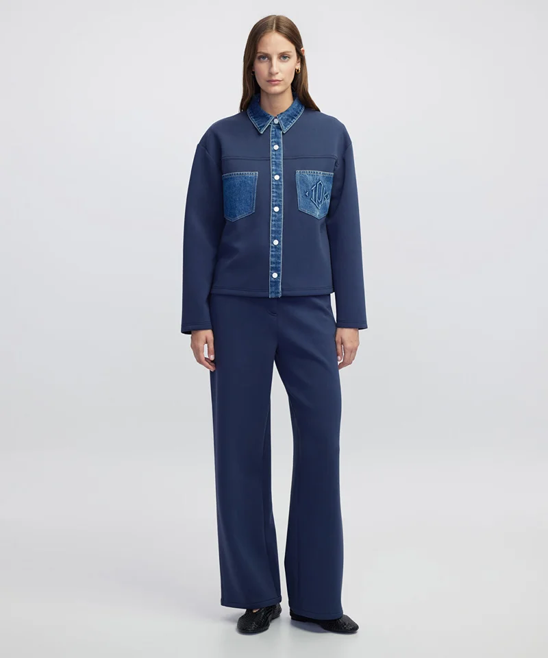 ابيكول Denim-Trimmed Scuba Sweatshirt