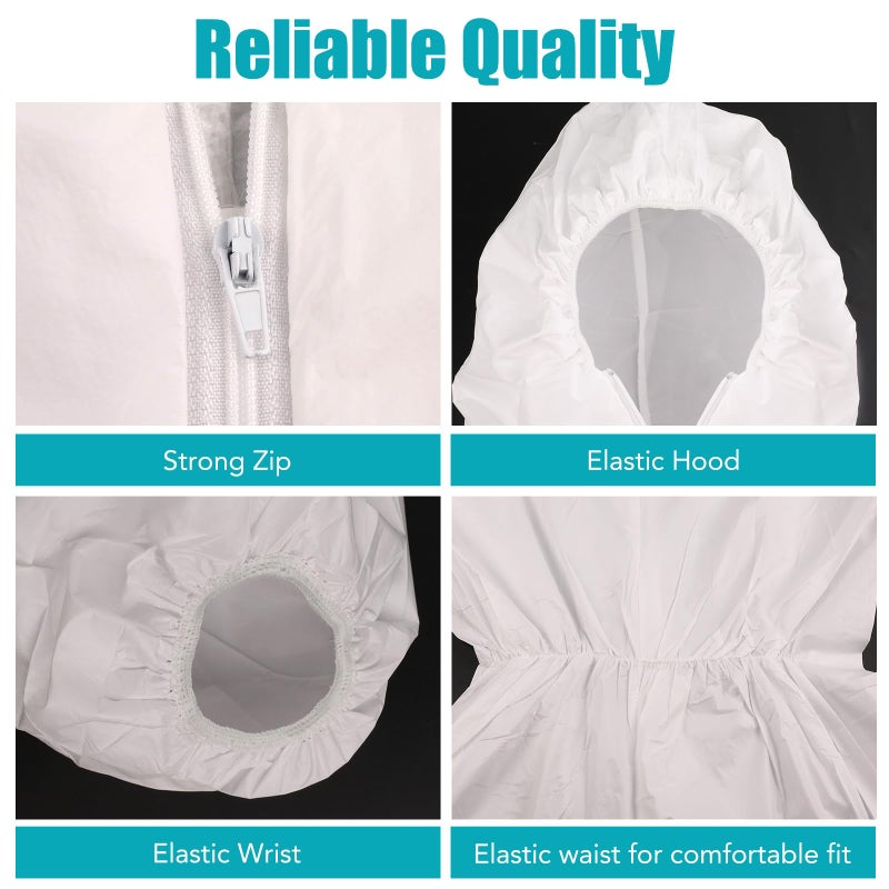 FURWEY Hazmat Suits 10 Pack Disposable Protective Coveralls, Heavy Duty Full Body Painters Suit for Men & Women with Elastic Wrists, Ankles and Hood, Available in 4 sizes-2X-Large - Image 3