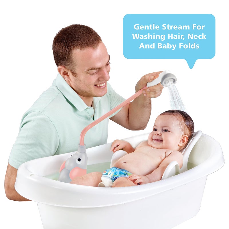 Yookidoo Yookidoo Baby Bath Shower Head - Elephant Bath Toy and Trunk Spout Rinser - for Newborn Babies in Tub Or Sink (Pink)  - Image 2