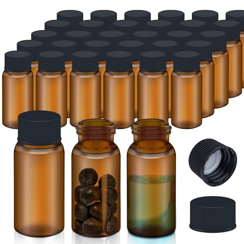 LVDALAB 100Pcs 01Oz3ml Brown Glass Vials with Screw Cap Glass Sample Vial with PE Stopper LeakProof Small Glass Bottles Jars Containers Essential Oil Bottles for Storage Liquid Pills and Lab Use - Image 1