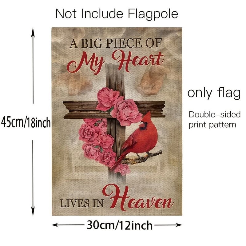1pc Memorial Garden Flag For Commemorating Loved Ones Lives In Heaven 12x18 Inch Outdoor Yard Home Cemetery Decorations For Grave Funeral Sign - Image 2