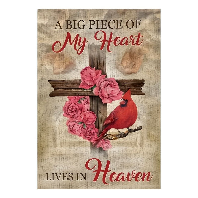 1pc Memorial Garden Flag For Commemorating Loved Ones Lives In Heaven 12x18 Inch Outdoor Yard Home Cemetery Decorations For Grave Funeral Sign - Image 3