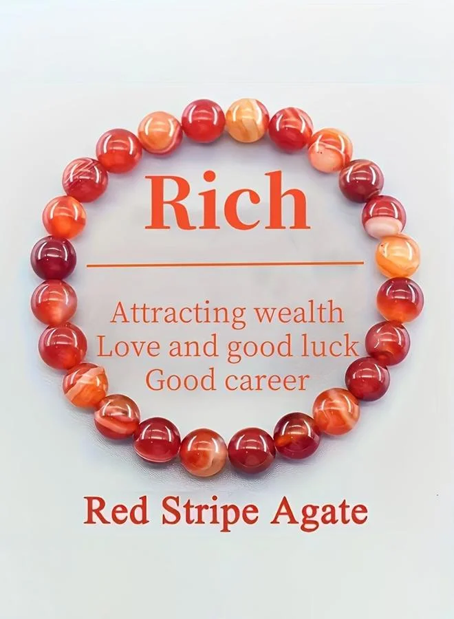 تايك تو Red Stripe Agate Beaded Bracelet