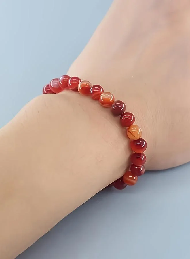 تايك تو Red Stripe Agate Beaded Bracelet
