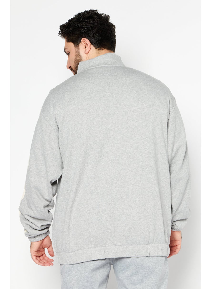 adidas Originals Men Sportswear Fit Full Zip Sweatshirt, Grey  - Image 3