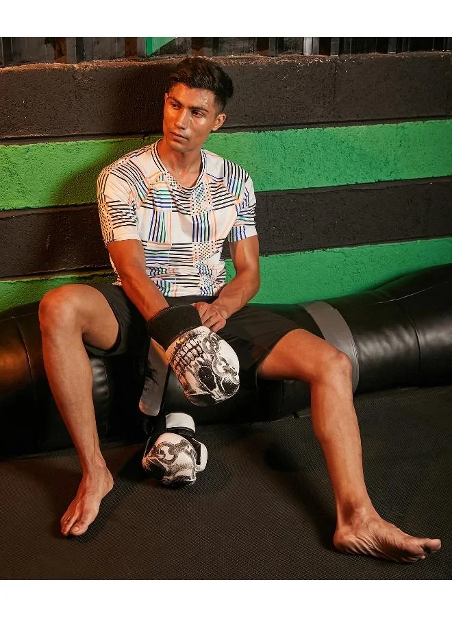 CAHOOT  Men's Ivory White Lines Activewear T-Shirt for Men | Best Price UAE