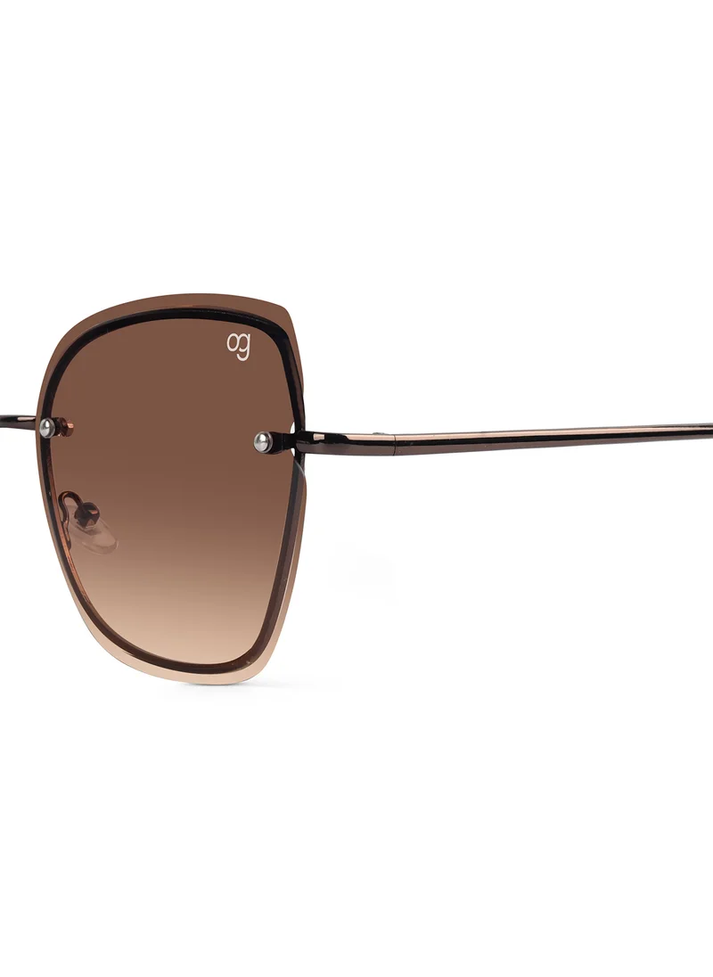 Woggles Latest & Stylish UV Protected Brown Cateye Rimless Sunglasses for Women