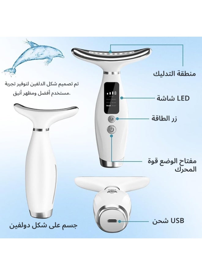 زيسكوير جهاز تدليك الوجه والرقبة بتقنية LED 7 في 1 - جهاز تجميل قابل لإعادة الشحن لمكافحة علامات تقدم السن، أداة لشد ورفع البشرة، علاج بالاهتزاز لمنطقة الفك والذقن والرقبة والعناية بالوجه - Image 3