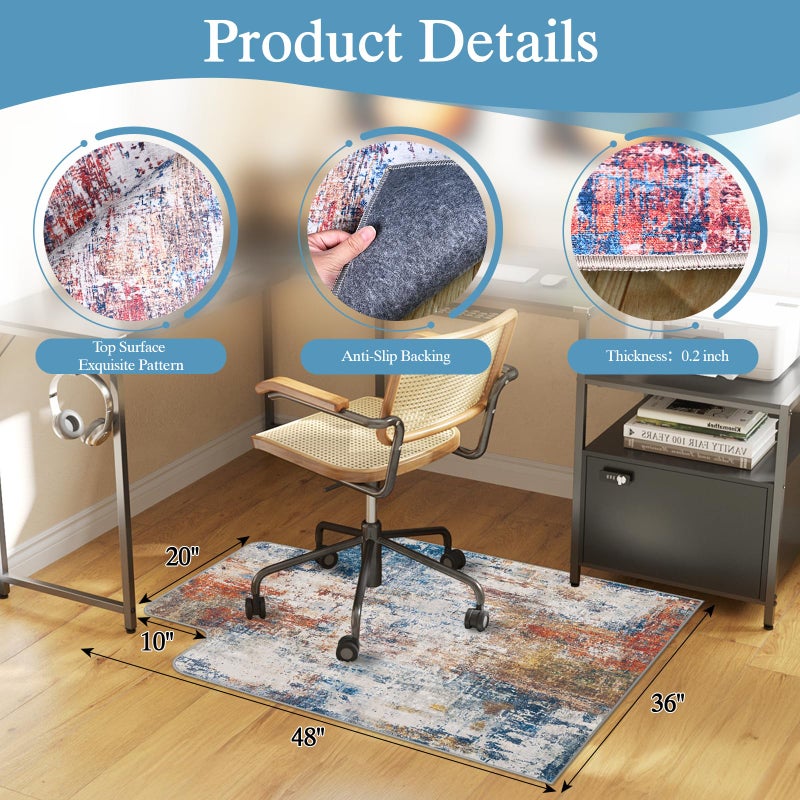 Lreedy Office Chair Mat for Hardwood Floor & Tile Floor,36"X 48" Heavy Duty Desk Chair Mat for Hard Floors, Under Desk Rug for Rolling Computer Chair,Anti Slip,Low Pile Carpet Protector-Convex Multii - Image 2