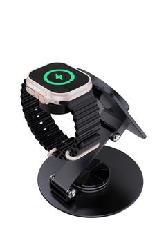 porodo 15W Wireless Charging Station with Rotating Stand / Folding Watch Charger / Phone / Smart Watch and Earbuds Charger / Flexible Viewing Angle / Fast and Efficient Charging - Black  - Image 5