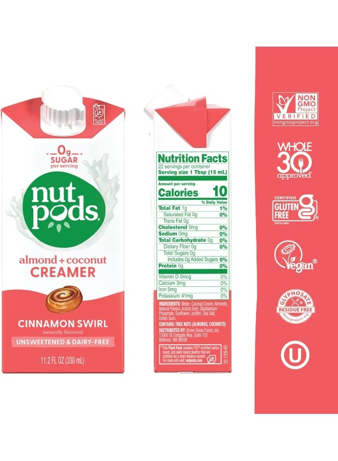 nutpods Cinnamon Swirl Coffee Creamer - Unsweetened Non Dairy Creamer Made from Almonds and Coconuts - Keto Creamer, Whole30, Gluten Free, Non-GMO, Vegan, Sugar Free, Kosher (12-Pack) - Image 2