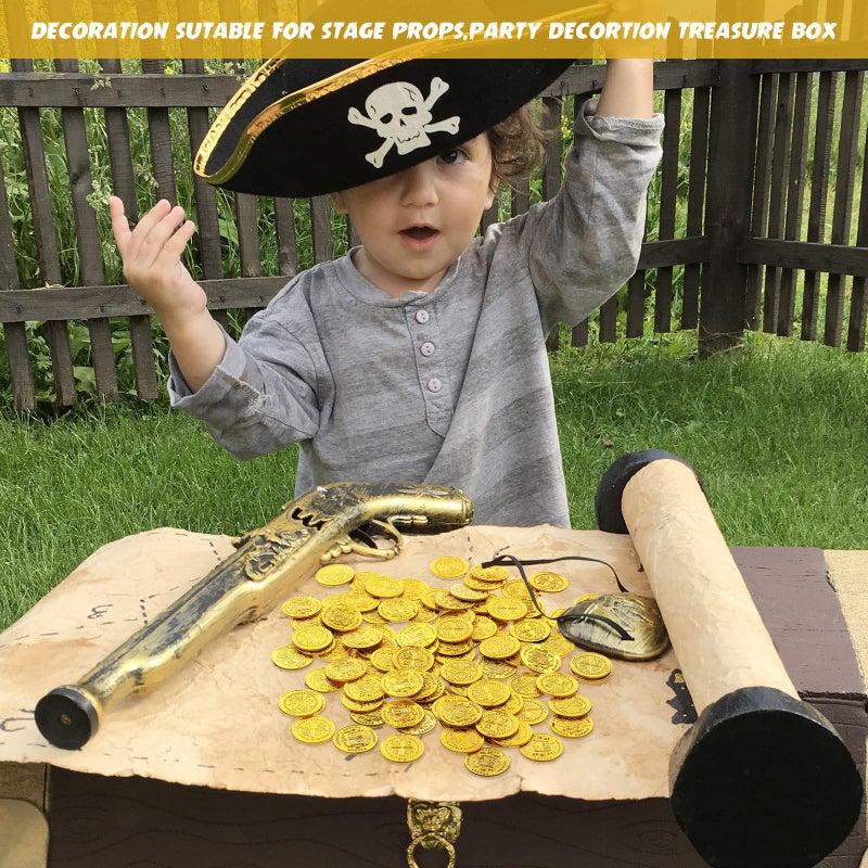 Charniol 200 Pcs Fake Pirate Gold Coins Plastic Treasure Coins for Gasparilla Pirate Festival Halloween Party Favors Decorations Treasure Game - Image 5