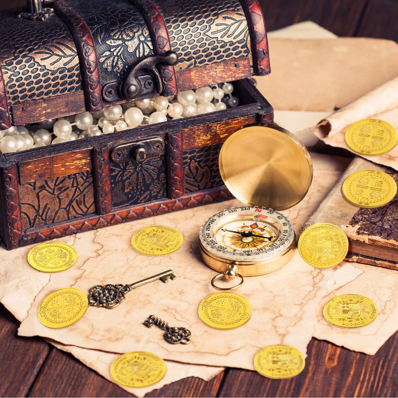 Charniol 200 Pcs Fake Pirate Gold Coins Plastic Treasure Coins for Gasparilla Pirate Festival Halloween Party Favors Decorations Treasure Game - Image 3
