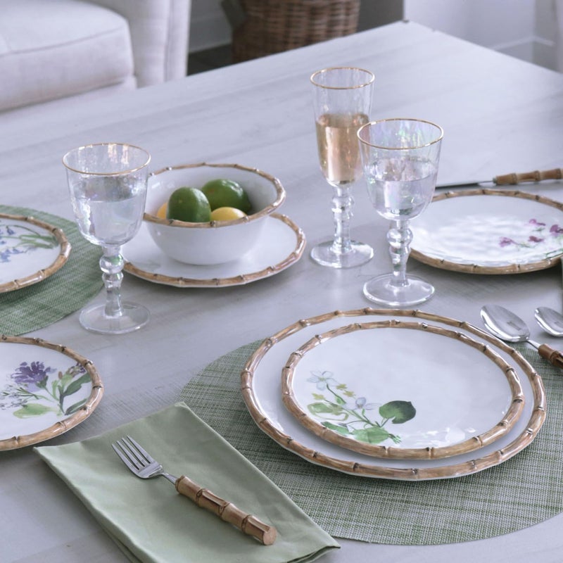 Beatriz Ball VIDA Bamboo Floral Salad Plates Set of 4 White and Multi - Image 3
