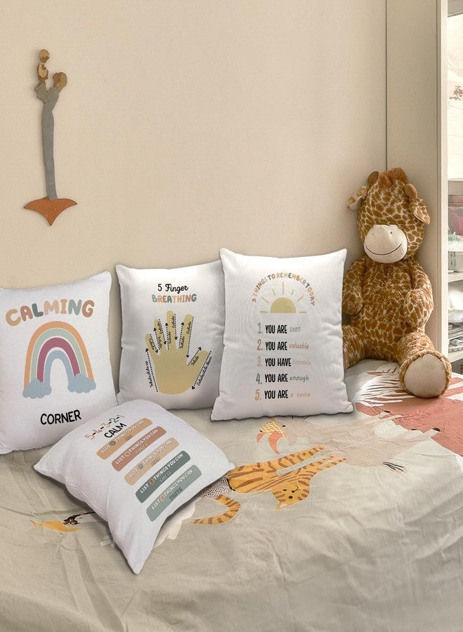 Nvotell Calming Corner Decorative Pillow Covers Set of 4 - Boho Throw Pillow Covers 18x18, Rainbow Calm Down Corner Supplies, Classroom Must Haves, Cozy Reading Corner Pillowcase - Image 4