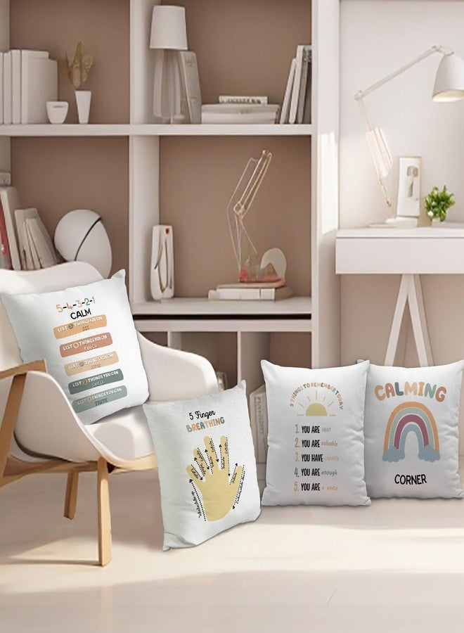 Nvotell Calming Corner Decorative Pillow Covers Set of 4 - Boho Throw Pillow Covers 18x18, Rainbow Calm Down Corner Supplies, Classroom Must Haves, Cozy Reading Corner Pillowcase - Image 3