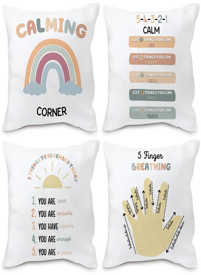Nvotell Calming Corner Decorative Pillow Covers Set of 4 - Boho Throw Pillow Covers 18x18, Rainbow Calm Down Corner Supplies, Classroom Must Haves, Cozy Reading Corner Pillowcase - Image 1