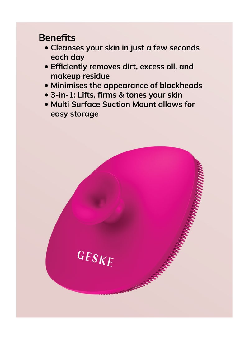 GESKE Geske Foaming Cleanser Lotion,Aloe Vera & Provitamin B5, Deep Cleanse, Exfoliate & Nourish + Sonic Facial Brush 4 in 1 Complete Skincare Set for Radiant, Healthy Skin (Combo Pack)- Magenta - Image 5