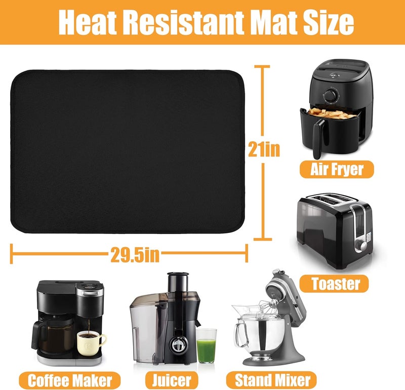 Amerbro Heat Resistant Mat for Air Fryer, 21 x 29.5in Heat Resistant Mat for Countertop, Fireproof Silicone Countertop Protector Appliance Slider for Air Fryer, Coffee Maker, Toaster, Oven (Black) - Image 5