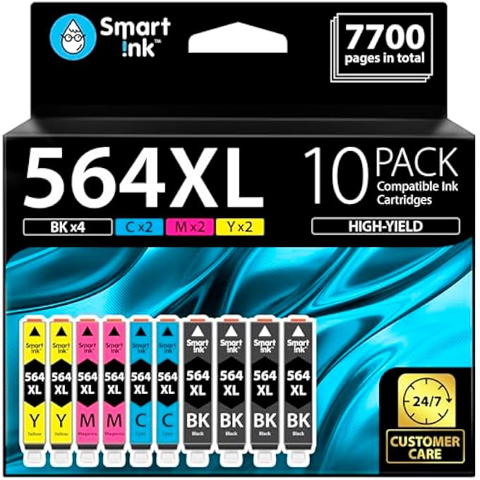 COMPATIBLE INK CARTRIDGES FOR HP 564 XL 564XL HIGH YIELD 10 PACK(4BK & 2C/M/Y) FOR HP 3520 3521 3522 3070A 4610 4620 4622 5510 5512 5515 5520 5522 5525 6510 6515 6520 6525 B209A B210A B210E - Image 1