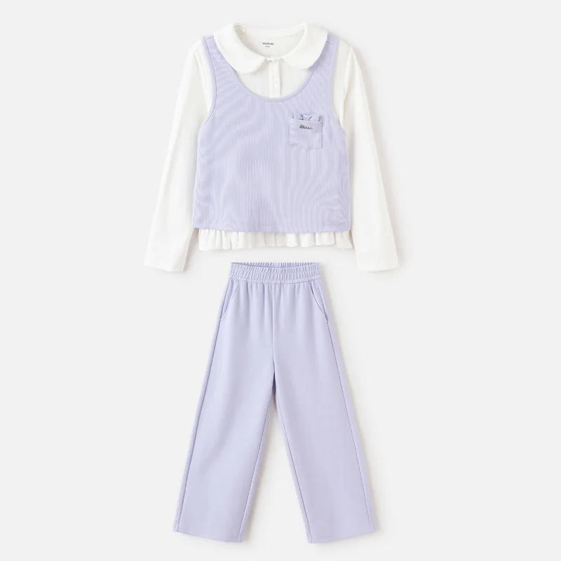 Balabala Kids Girls Knit long sleeve suit