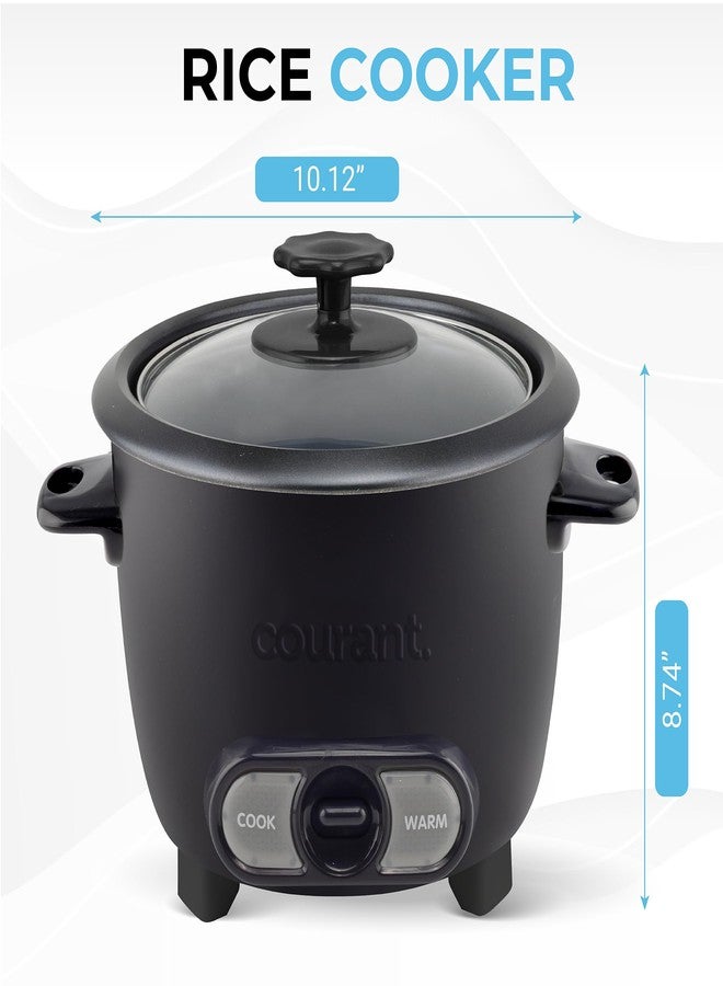 Courant Rice Cooker 8-Cup (Cooked), Removable Non-Stick Bowl, One Touch Rice Cooker, Black - Image 5