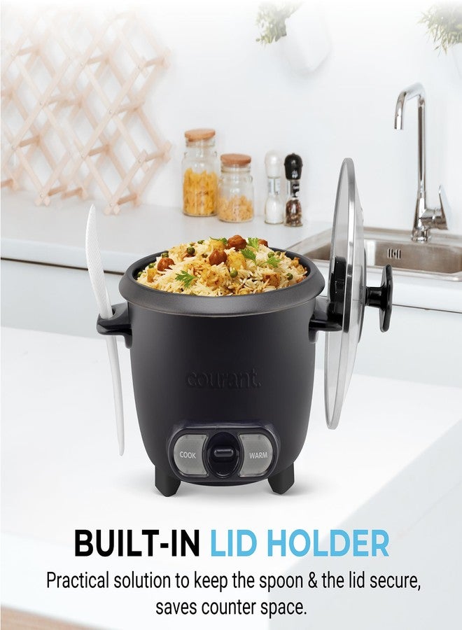 Courant Rice Cooker 8-Cup (Cooked), Removable Non-Stick Bowl, One Touch Rice Cooker, Black - Image 2