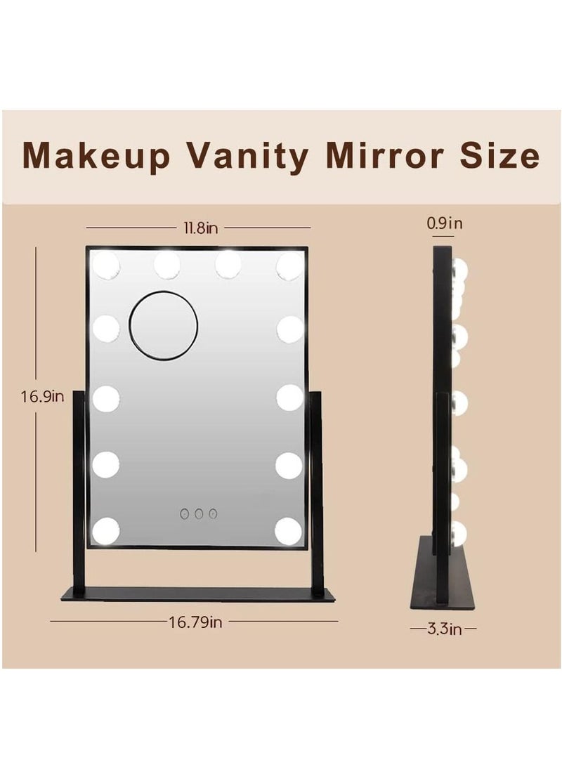 HOMESTAR Smart Touch Control Electric Tabletop Makeup Mirror, Vanity Mirror with 12 Dimmable Bulbs LED Lights, Three Color Lighting Modes, 360°Rotation - Image 5