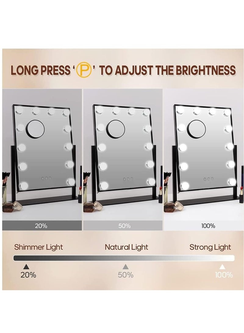 HOMESTAR Smart Touch Control Electric Tabletop Makeup Mirror, Vanity Mirror with 12 Dimmable Bulbs LED Lights, Three Color Lighting Modes, 360°Rotation - Image 2