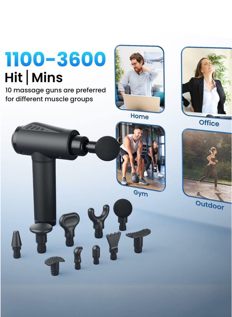 عربست مسدس تدليك الأنسجة العميقة ، مسدس تدليك إيقاع العضلات الصامت المحمول مع 8 رؤوس تدليك ، 9 سرعات ، مدلك لفافة العضلات العميقة المحمولة ، مسدس تدليك العضلات القابل لإعادة الشحن - Image 2