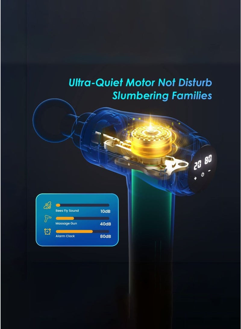 عربست مسدس تدليك الأنسجة العميقة ، مسدس تدليك إيقاع العضلات الصامت المحمول مع 8 رؤوس تدليك ، 9 سرعات ، مدلك لفافة العضلات العميقة المحمولة ، مسدس تدليك العضلات القابل لإعادة الشحن - Image 3