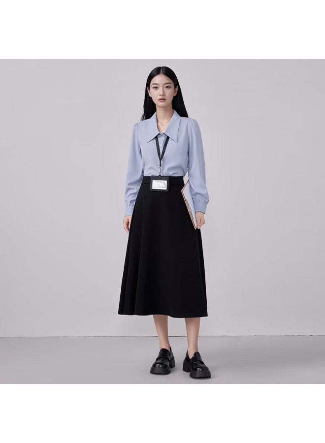 Teluoman Wrinkle-free White Long-sleeve Blouse For Women, Elegant Casual V-neck Suit, Office Wear, Professional Attire, Interview Formal Shirt - Image 4
