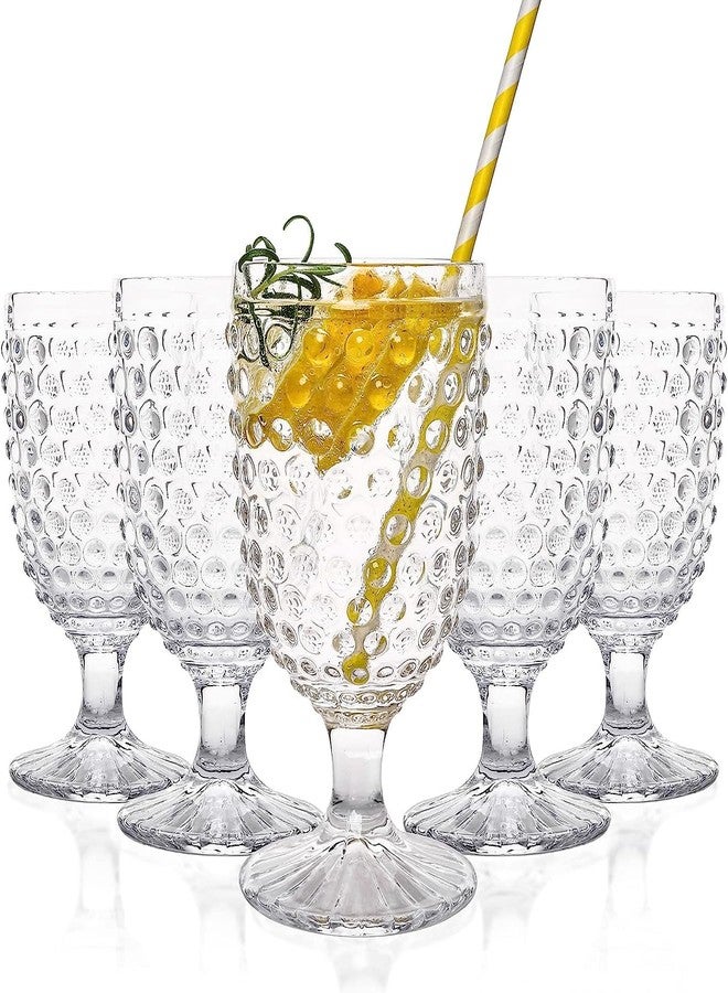 EVEREST GLOBAL Hobnail Drinking Glasses Goblet Water set of 6, 13 oz Iced Tea Glasses Ideal for Soda Wine Milk Coke Juice and Beer Perfect for Weddings Parties Bars - Image 1