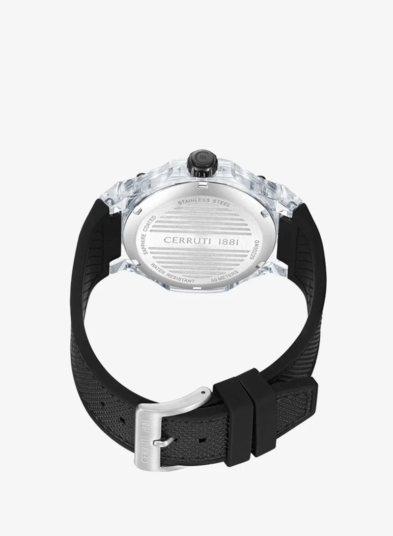 CERRUTI 1881  Lucardo 52mm Men's Analog Watch with Black Nylon-Genuine Leather Strap for Men | Best Price UAE