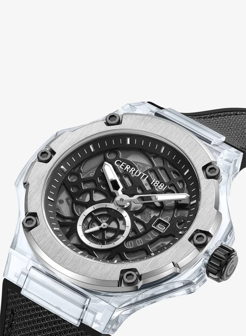 CERRUTI 1881  Lucardo 52mm Men's Analog Watch with Black Nylon-Genuine Leather Strap for Men | Best Price UAE