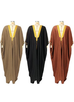 Generic Satin Embroidered Muslim Graduation Robe Black  - Image 3