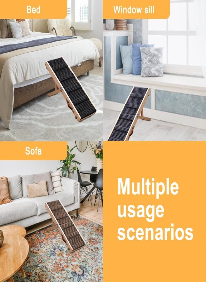 Aitakatta Adjustable Dog Ramp, Portable Folding Pet Ramp, 32" Long Wooden Pet Ramp for Bed with Non-Slip Traction Mat for Small Dogs, Dog Climbing Ladder for Sofa, Bed, Couch, Car (LGPT1, Gray) - Image 5