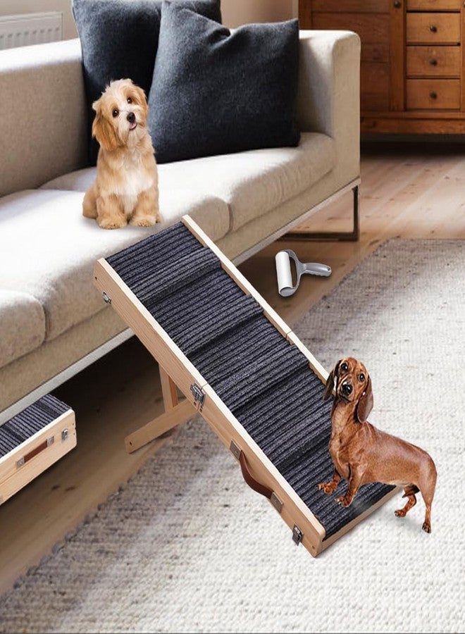 Aitakatta Adjustable Dog Ramp, Portable Folding Pet Ramp, 32" Long Wooden Pet Ramp for Bed with Non-Slip Traction Mat for Small Dogs, Dog Climbing Ladder for Sofa, Bed, Couch, Car (LGPT1, Gray) - Image 1