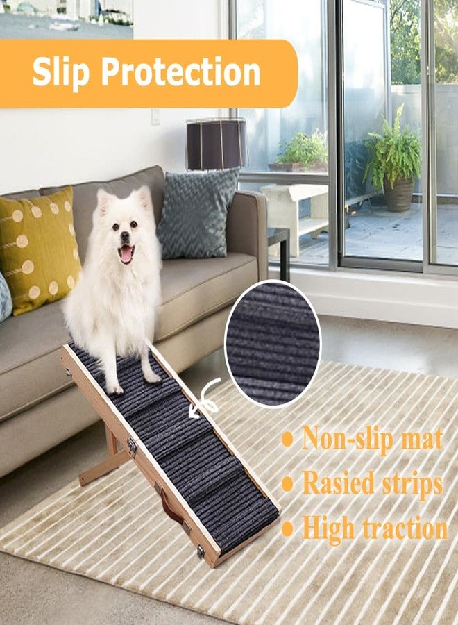 Aitakatta Adjustable Dog Ramp, Portable Folding Pet Ramp, 32" Long Wooden Pet Ramp for Bed with Non-Slip Traction Mat for Small Dogs, Dog Climbing Ladder for Sofa, Bed, Couch, Car (LGPT1, Gray) - Image 2