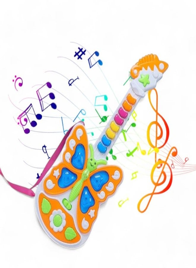 SARASI Butterfly Guitar Toy, Musical Sound, Light, Drum Music, 3 Music Converter (Multicolor) - Image 1