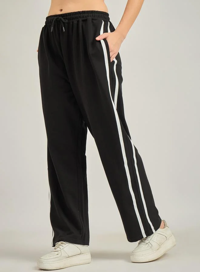 Black Side Tape Straight Leg Joggers