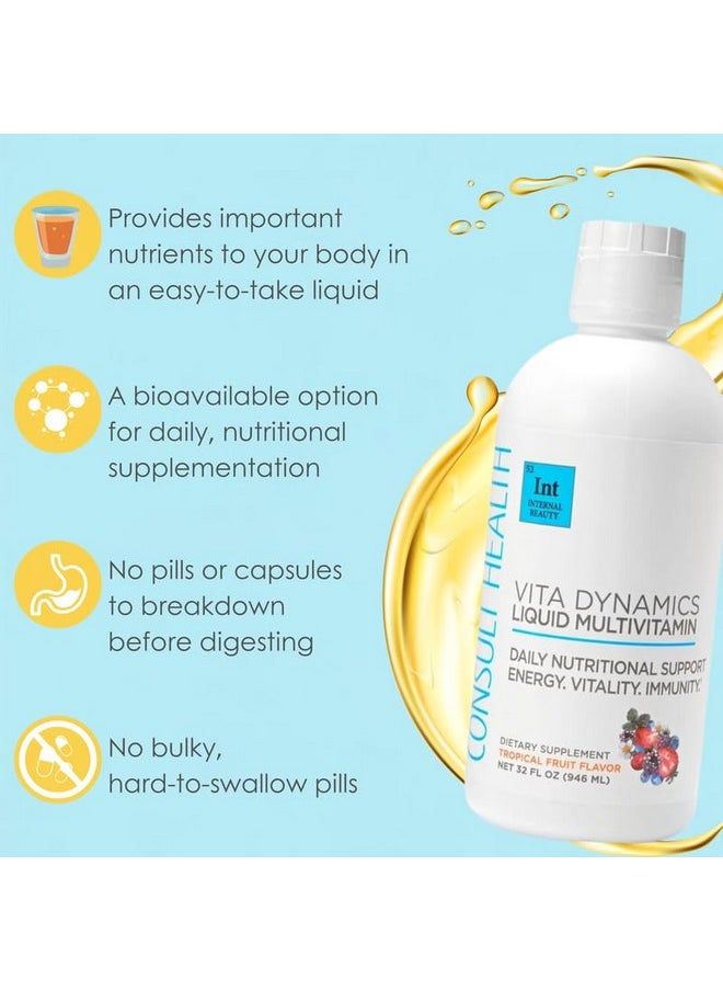 Consult Health - Consult Health Vita Dynamics Liquid Multi Vitamin - Daily Nutrition Support - Minerals - Mega Antioxident Blend - Tropical Fruit Flavor - 32 fl. oz. - Image 1
