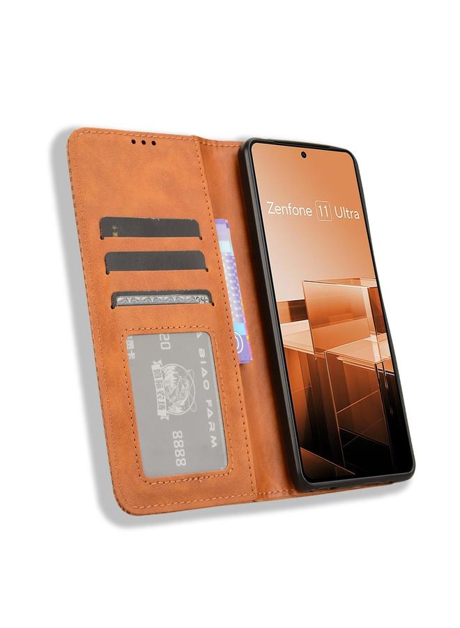 S-TOP Case For Asus Zenfone 11 Ultra Magnetic Buckle Retro Texture Leather Phone Case - Image 4