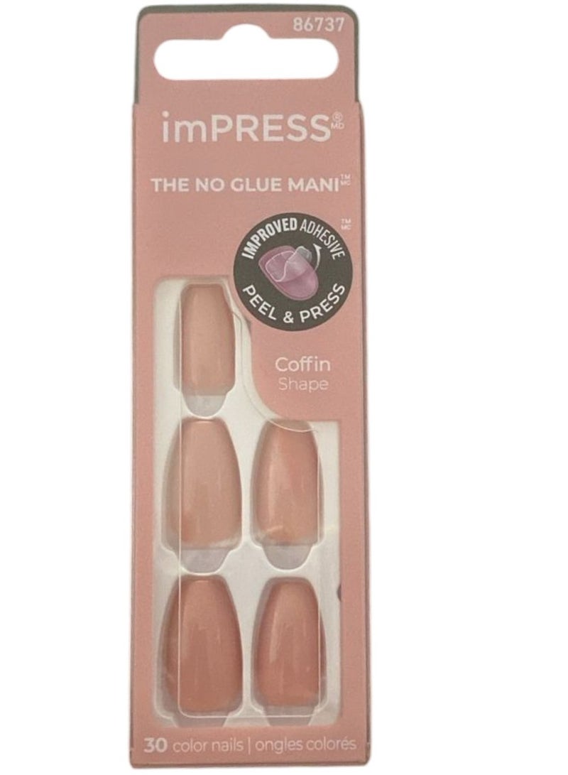 KISS imPRESS Bare but Better THE NO GLUE MANI 30 color nails IMC504C Sumptuous Coffin Shape - Image 1