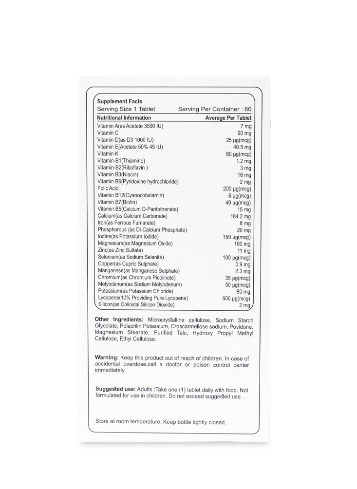 CENVITAN MEN Multi Vitamin and Minerals formula for men 60 TABLETS