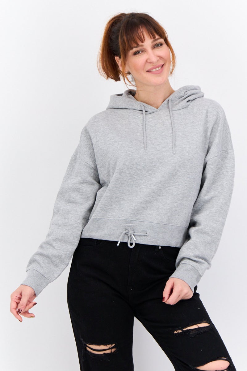 JUICE Women Hoodie Plain Long Sleeves Sweatshirt, Grey - Image 1