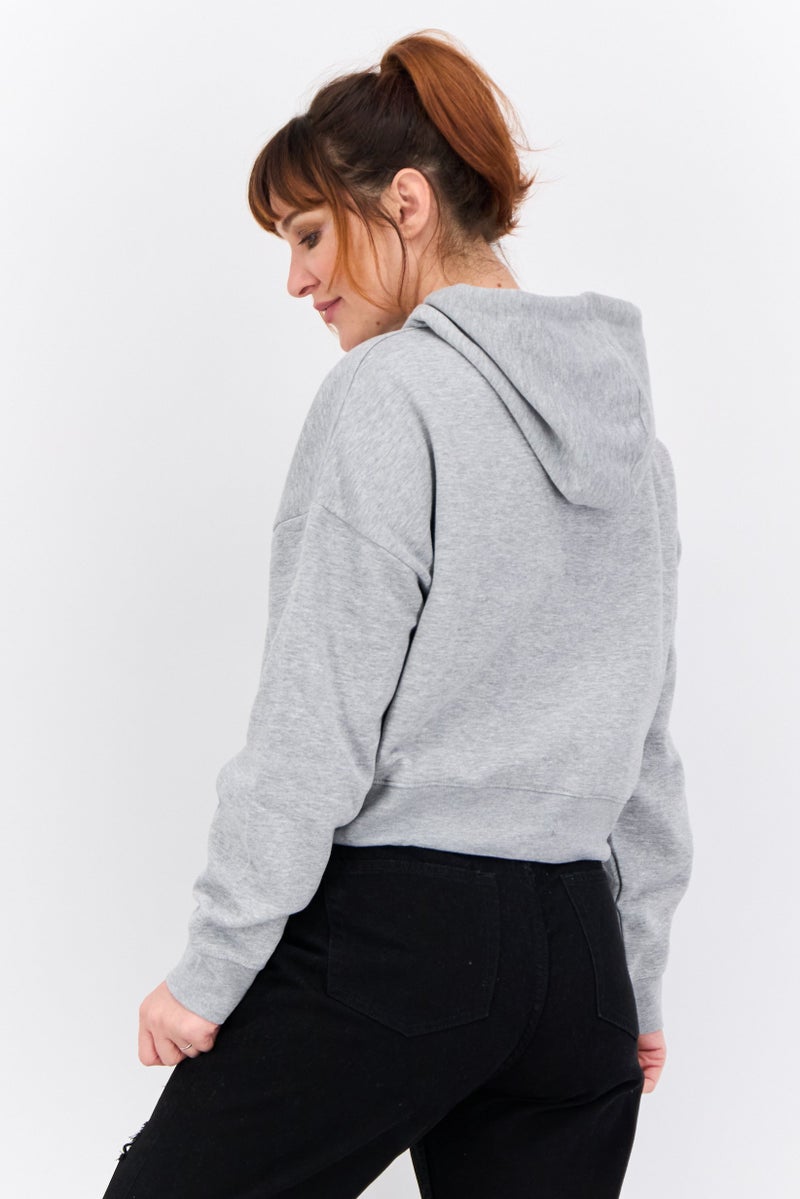 JUICE Women Hoodie Plain Long Sleeves Sweatshirt, Grey - Image 3