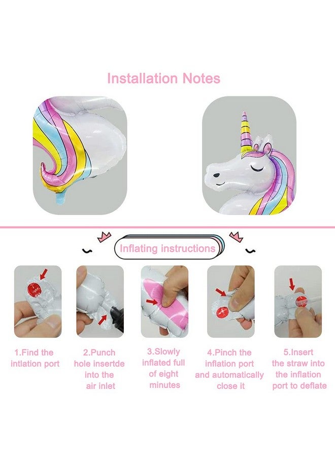 DUILE Unicorn Balloons Unicorn Birthday Party Decorations for Girls Foil Balloons Set Macaron and Rainbow Balloon Wedding Baby Shower Party Supplies (7) - Image 5