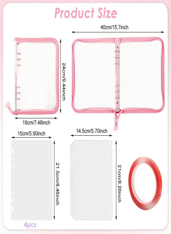 maycreate منظم أظافر MAYCREATE® القابلة للضغط مع 4 صفحات إدخال، حجم A5 كتاب جمع أظافر مزيفة القابل لإعادة الاستخدام لتخزين الأظافر عرض الأظافر لوازم صالون الأظافر مع شريط الأظافر، وردي - Image 2