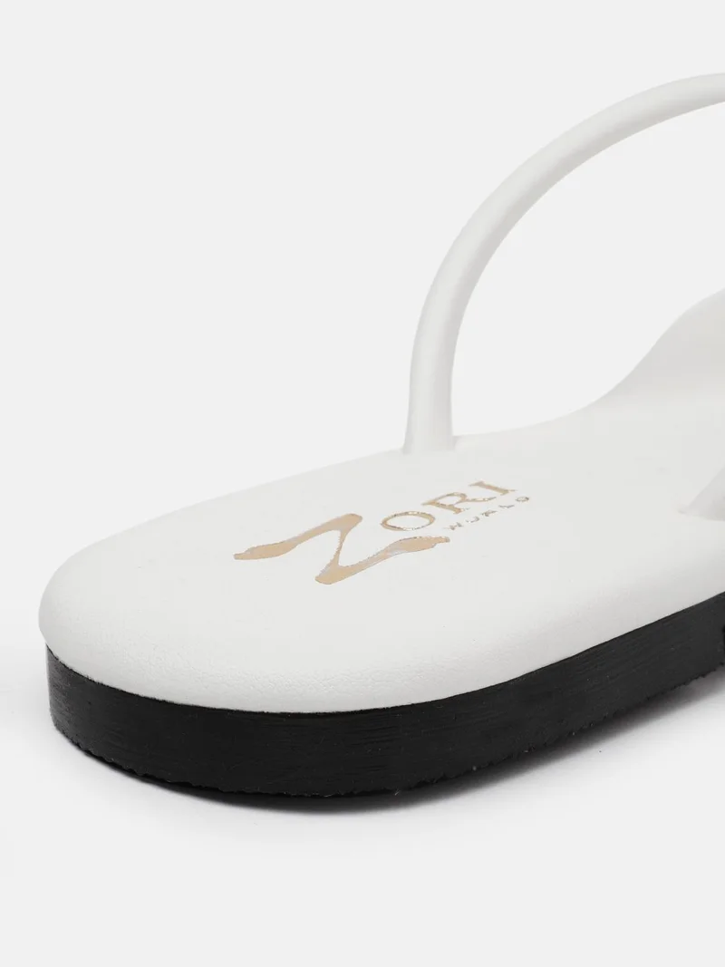 ZORIWORLD  BALI White Summer Flats for Women - Memory Foam & Floral Embellishment for Women | Best Price UAE